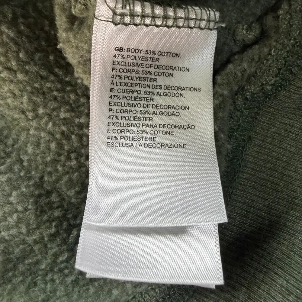 The North Face Hoodie Mens Medium Olive Green Big Logo Pullover Sweatshirt